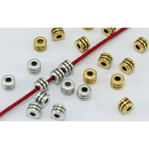 50pcs/lot Tibetan silver gold 4mm Three layers Pattern Metal Alloy Spacer Beads Nepal Buddha Beads For Jewelry Making