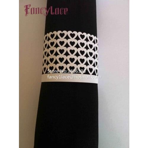 50pcs High Quality laser cut paper Love Heart Paper Napkin Ring Wedding Party Home Decor Table Decoration decoration Mariage