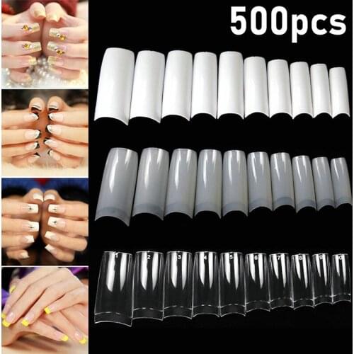 500pcs Detachable False Nail French False Nails Artificial Acrylic Nail Art Tips Fashion DIY Extension Tips Beauty Manicure Tool
