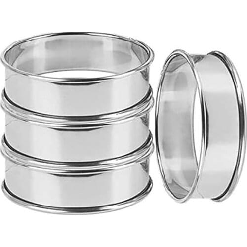 6Pcs Circular Stainless Steel Tart Ring Bottom Tower Pie Cake Mould Baking ToolsHeat-Resistant Cake Mousse Ring