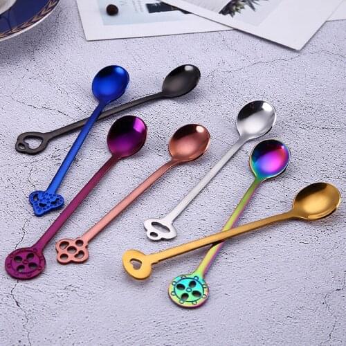 6pcs set, colorful stainless steel tea party tiny scoop set. metal verrine dessert vintage spoons, table spoon, small for spices