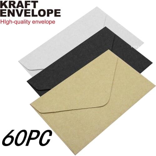 60PC Classical White Black Kraft Blank Mini Paper Window Envelopes Wedding Invitation Envelope Gift Envelope