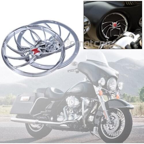 Brand New 2x Chrome Silver Plastic Spider Protective Chrome Widow Speaker Grill Cover For Harley Electra Glide FLHT 96-13 #0662