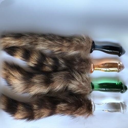 Simulation Crystal Glass Tail Fox Anal Plug Dog Tail Crystal Glass Butt Plug Adult Sex Toys Male And Female Masturbation