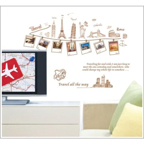 Free shipping DIY To travel around the world Home Decoration Removable Wall Paper torre eiffel Wall Decals ZYPB-9011
