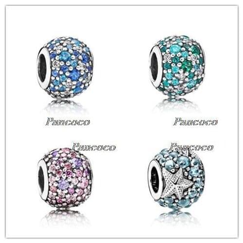 925 Sterling Silver Charm Ocean Mosaic Charm Beads Fit Women Pandora Bracelet & Necklace Diy Jewelry