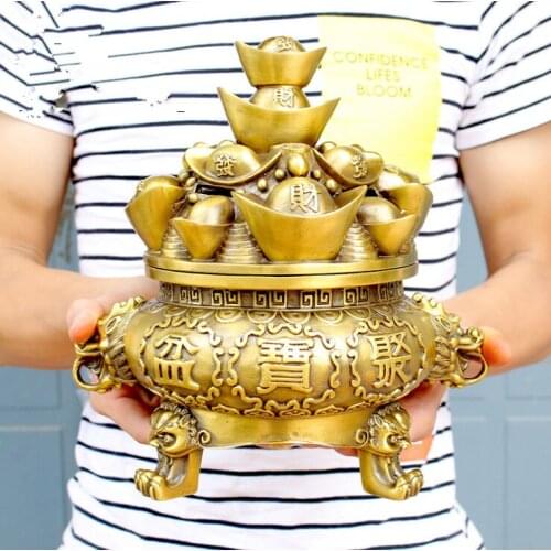 Money Drawing - 2020 HOME OFFICE company efficacious thriving business brass GOLD treasure bowl Cornucopia FENG SHUI statue