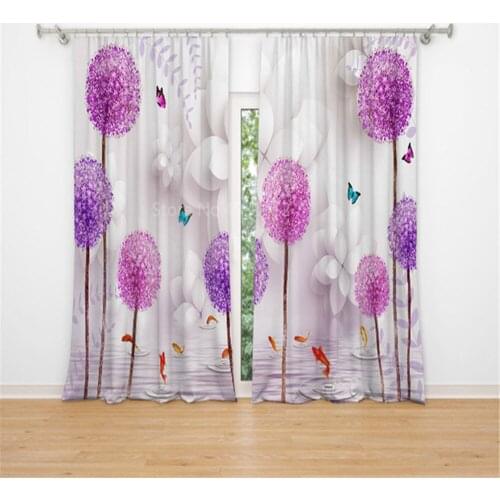 Nordic Style Art Elegant Dandelion Shading Bedroom Childrens Living Room Bay Window Punch Hook Blackout Curtains Decoration