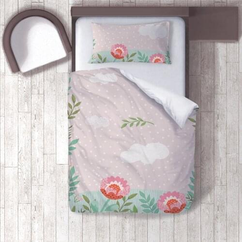 Duvet Cover Set Bedding Set Pillow Case for Baby and Kids Room 3D Printed Beige Red Flower Leaf Pattern 024