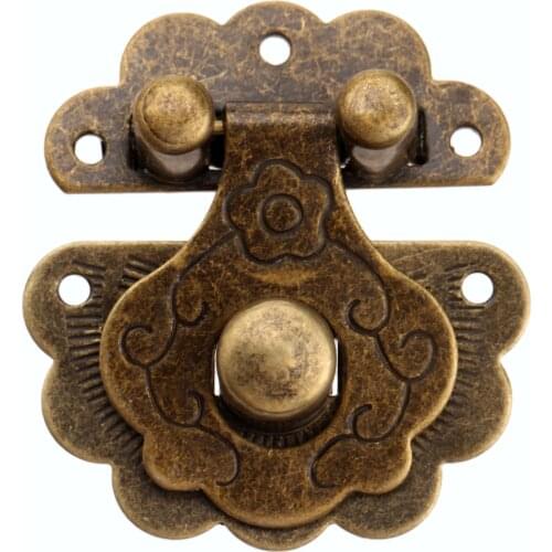 1pc Lock Hasp Hook Metal 6 screws Antique Bronze 40x36mm Decorative Wooden Box Case Chest Padlock Vintage Iron Hardware