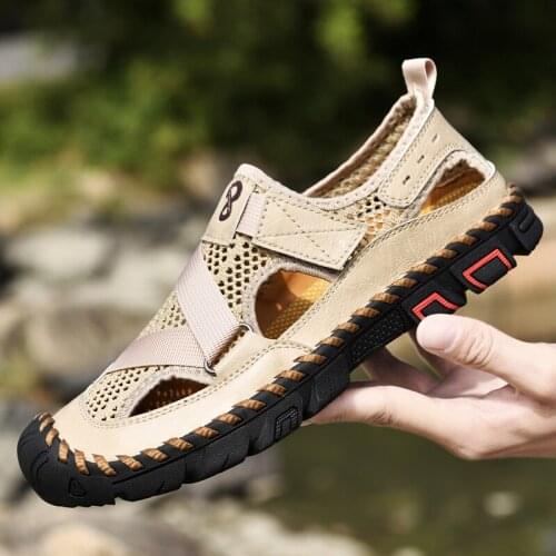 Fashion Mens Sandals Comfortable Soft Roman Gladiator Leather Sandal Men Beathable Beach Sandals Outdoor Hiking Summer Footwear