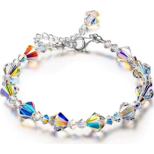 Fashion Elegant Crystal Bracelet Exquisite Luxury Shining Colorful Square Crystal Stone Cubic Zirconia Bracelets Adjustable