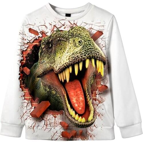 Dinosaur Tyrannosaurus Cartoon 3d Hoodies Pullover Print Men Women Capless Sweatshirts Tops Long Sleeve O-neck Boys Girls Hoodie