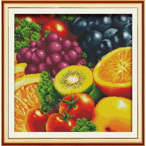 Everlasting Love Fruit (2) Chinese Cross Stitch Kits Ecological Cotton Fabric 11CT 14CT DIY Christmas Decorations For Home Gift