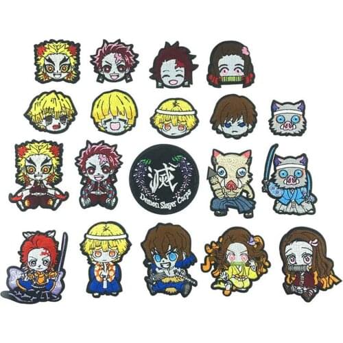 2021 New Arrival Japan Anime Demon Iron On Embroidered Clothes Sailor Patch For Clothing Kamado Tanjirou Kamado Nezuko