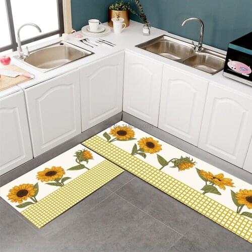 New sunflower kitchen mat small fresh carpet Nordic entrance door mat bathroom absorbent foot mat