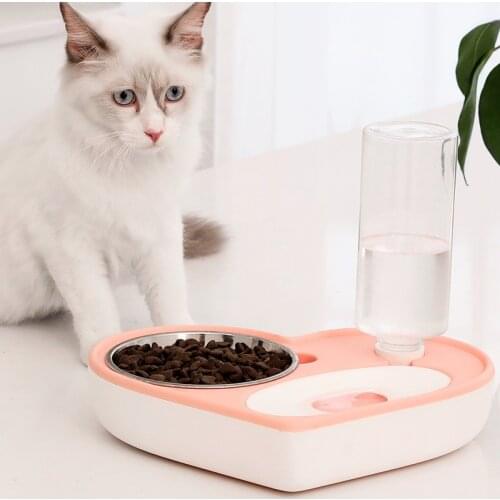 Pet Dog Automatic Feeder Cat Drinking Bowl Dual Port Water Drinking Cat Feeding 600ml Large Capacity Dispenser Cat Dog