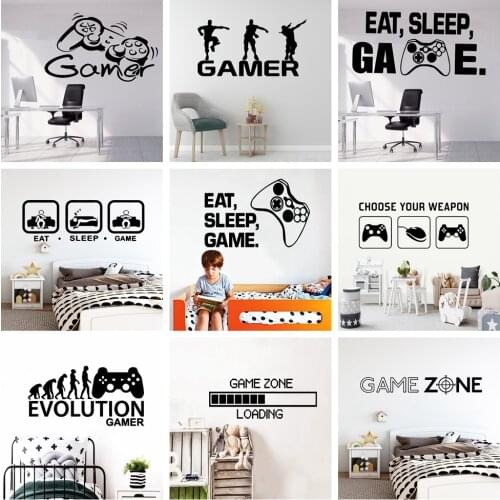 Carved Gamer Wall Sticker Vinyl Mural Wallpaper For Kids Boys Room Decoration Decals Ps4 Gaming Poster Decor Door Stickers