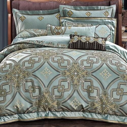 Luxury European Style Palace Jacquard Bedding Set Long Staple Cotton Duvit Cover Sheet Pillowcase 4/6/8/10 PCS