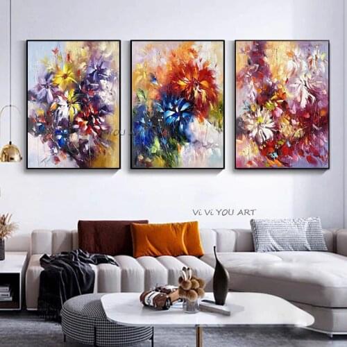 Hand-Painted Art Abstract Oil Paintings Living Room Modern Minimalist Abstract Flower American Nordic Large Decorative Pictures