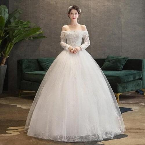 Wedding Dresses Elegant Boat Neck Ball Gown Off The Shoulder Princess Lace Embroidery Wedding Dress