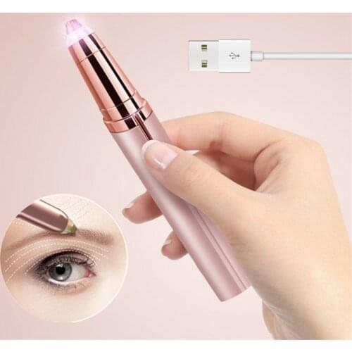 USB Electric Eyebrow Trimmer Painless Eye Brow Epilator Mini Eye Brow Shaper Shaver Razor Portable Facial Hair Remover for Women