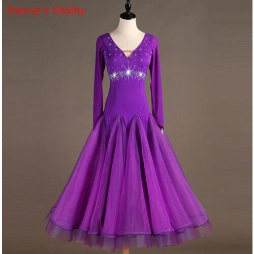 Professional custom made women V-neck Ballroom Dress Dance Hall Diamond Dance Dress Waltz Modern Dance Tango Cha-Cha Dress