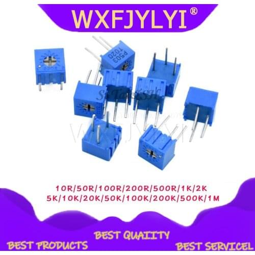 10pcs 3362P 101 201 501 102 202 502 103 203 503 104 204 504 105 Trimpo Trimmer Potentiometer 3362 500R 1K 2K 5K 10K 20K 50K 100K