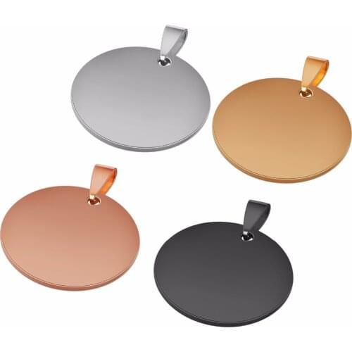10 pcs Wholesale 30mm Round 4 Colors Unisex Stainless Steel Stamping Blank ID Dog Tags Pendant Necklace Jewelry Findings
