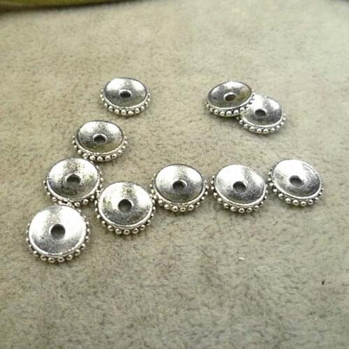 100pcs/lot Antique Color Round Alloy Spacer Beads 9x2mm Decoration Beading Charms Materials DIY Jewelry Making Metal Findings