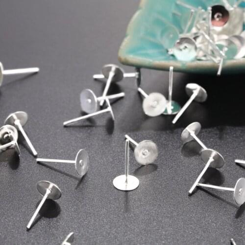 100pcs/lot DIY jewelry Alloy Accessories Dia 4/5/6/8/10mm Stud Earrings Back Plug Ear Pins Needles For Jewelry Making Findings