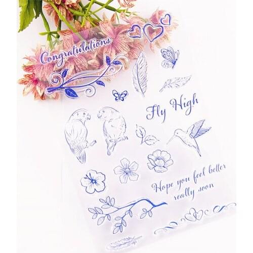 15x21cm Blue bird feather Transparent Silicone Rubber Clear Stamps cartoon Scrapbooking/DIY Easter Childrens toys album