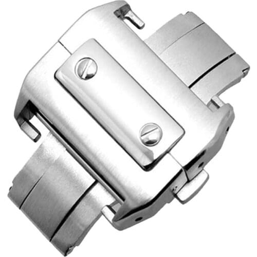 18mm/21mm 316L Stainless Steel Brushed Butterfly Watch Band Strap Fold Buckle Clasp for Cartier Santos 100+ Free Tools