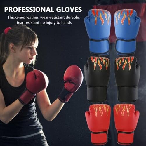 2pcs Boxing Gloves For Kids Adult Universal Professional Flame Mesh Breathable PU Leather Flame MMA Sanda Boxing Training Glove