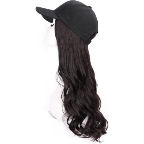 22inch Long Wave Baseball Cap Hair Wig Synthetic Cap Wig Hair Extension Naturally Connect Adjustable Cap Wig for Women Party Use