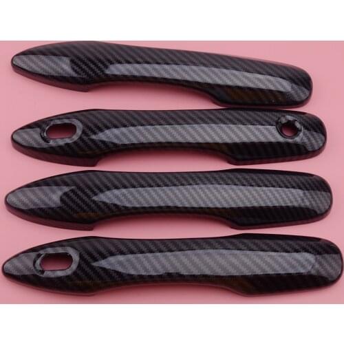 4pcs Look Door Handle Protector Trims Carbon Fiber Black ABS fit for Toyota Camry 2018 2019 2020