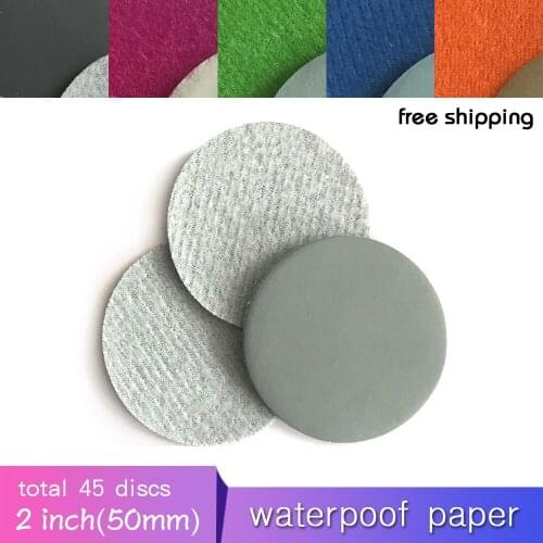 45PCS 2 Inch Flocking Waterproof Sandpaper Abrasive Paper 400 to 10000 Grits Self-adhesive Wet & Dry for Sanding Polishing