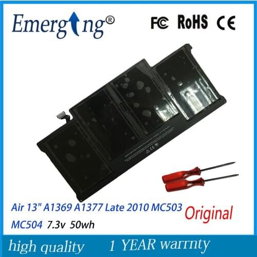 7.3V 50Wh Original New Laptop Battery For Apple Macbook Air 13" A1369 A1377 Late 2010 MC503 MC504 With Tools