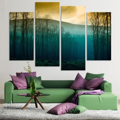 Canvas Print Abstract Modular Wall Art Hd 4 Piece Set Art Poster Forest Landscape Home Decoration Modern Picture Frameless Mural