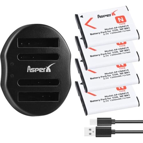 4Pc 1200mAh NP-BN1 NP BN1 NPBN1 Camera battery +Dual USB Charger For Sony DSC TX9 T99 QX100 WX5 TX7 TX5 W390 W380 W360 W350 W320
