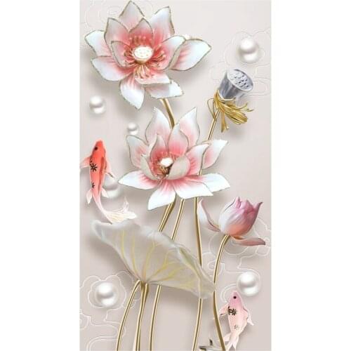 DIY 5D Diamond Painting Landscape Diamond Lotus Fish Cross Stitch Full Drill Mosaic Rhinestones Home Decor