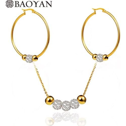 BAOYAN Wholesale Stainless Steel Jewelry Set Vintage Rhinestone Ball Jewelry Set Solid Gold Wedding Bridal Jewelry Set For Women