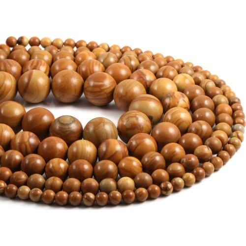 Natural Stone Beading Wood grain stone Round Loose BeadsIsolation beads For jewelry making DIY bracelet necklace accessories