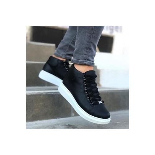 Wagoon WG032 Black Laced Sneakers Half Ankle Boot