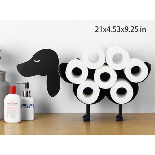 Black Toilet Roll Paper Holder Bathroom Iron Paper Towel Stand Crafts Ornaments Paper Towel Holder for Living Room