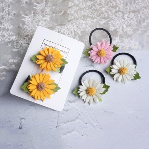 2PCS New Cute Daisy Princess Hairpins Kids Elastic Hair Bands Baby Headdress Children Hair Ropes Girls Hair Accessories