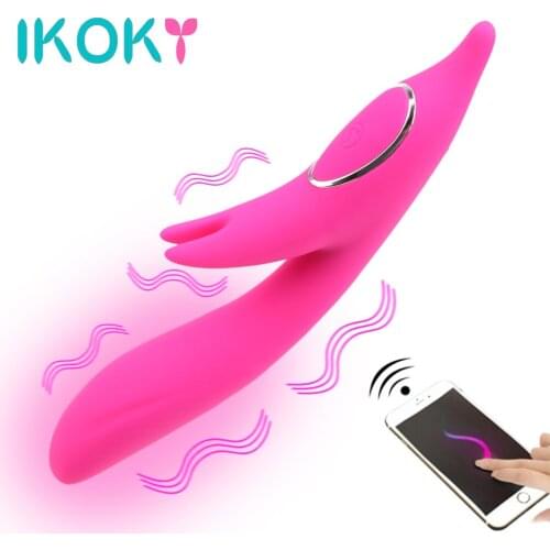 IKOKY G-spot Massager Dildo Rabbit Heating Vibrator Clitoris Stimulator APP Bluetooth Wireless Control Sex Toys for Women