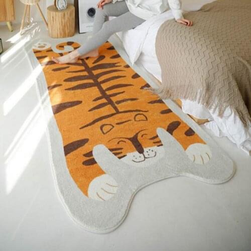 Thick Fleece Cartoon Animal Printed Tiger Floor Mat Carpet Home Bedroom Bedside Rug Water Absorption Non-slip Bathroom Door Mats