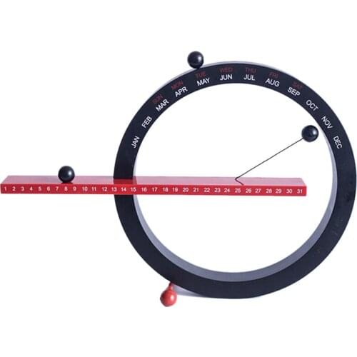 Creative Magnetic Ball Wall Clock Perpetual Wall Calendar Novelty Home Decor European Style Living Room Bedroom Ornaments(Black)