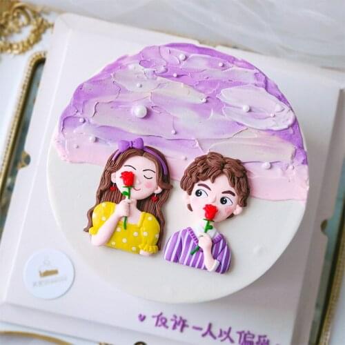 Soft Pottery Boy Girl Valentines Day Cake Topper Party Baby Shower Birthday Cake Topper Party Supplies DIY Baking Accessories